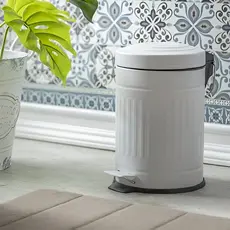 Lixeira Branca Premium em Inox 3L com Pedal Retrô Vintage  Cozinha Banheiro Compacta Vintage Pequena