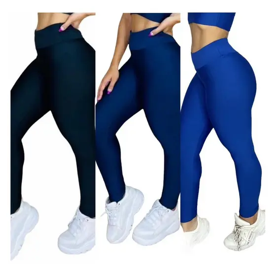 Kit 3 Leg Academia Feminina  Calça Fitness Shorts Bernuda