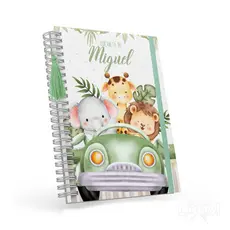 Caderneta de Vacina/Saúde Completa Personalizada com Nome - Capa Dura - Tema Safari 14 - DR