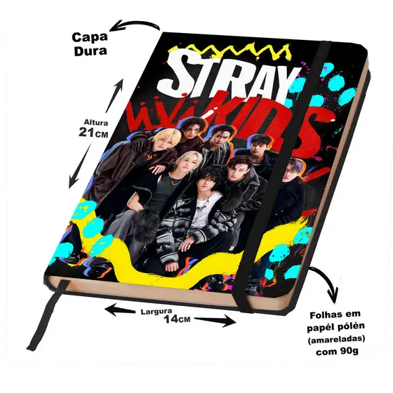 Caderno Sketckbook ou anotações STRAY KIDS capa dura 160 páginas
