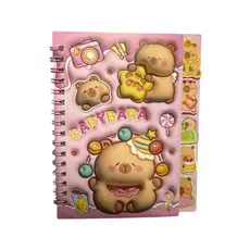 Kit Livro Capivara Anotações Adesivos 3D Anti Stress Ansiedade