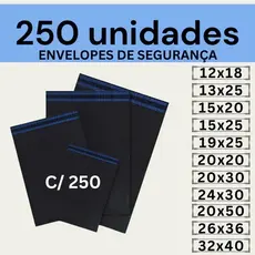 Kit 250 Envelopes Segurança Embalagem De Envio 12x18 12x20 15x25 19x25 20x20 20x25 20x30 26x36 32x40 40x50 50x60 etc
