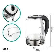 Chaleira Jarra Elétrica Vidro Transparente E Aço Inox Onistek 1.8L