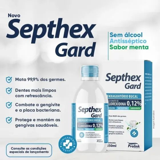 ENXAGUANTE BUCAL SEPTHEX GARD ENXAGUATÓRIO SABOR MENTA 250ML