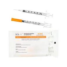 Seringa de Insulina 0,3ml com agulha Ultrafina 0,25mm x 6mm (31G) Bag c/ 10 seringas | SOL-M | Estética Coméstica HOF