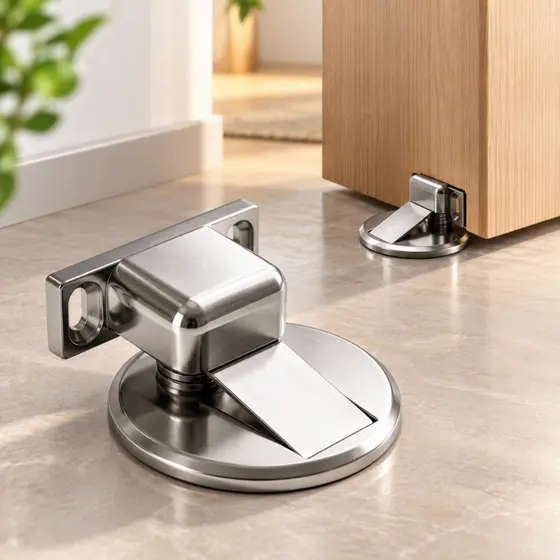 Kit 2/3/4/6 Prendedor de Porta Trava Fixador  Magnético Adesivo Slim Inox Instalação Sem Furos