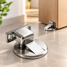 Kit 2/3/4/6 Prendedor de Porta Trava Fixador  Magnético Adesivo Slim Inox Instalação Sem Furos