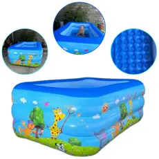 Piscina Inflável Retangular Infantil 3 Anéis 110cm ou 150cm | 150 ou 400 Litros Azul ou Rosa