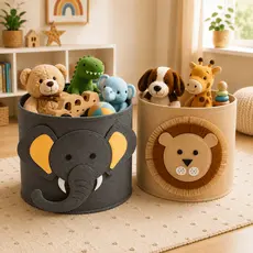 Cesto Organizador de Brinquedos Roupa Infantil Dobravel Menino Menina Multiuso Redondo