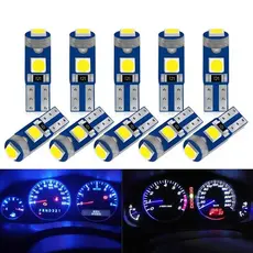 Kit 5 Lâmpadas Led T5 Pinguinho Esmagadinha 12v Branca 5w Painel Console Central Câmbio Carro