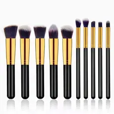 Pincel de Maquiagem Kit 10 Peças Pincel Kabuki Precisão  Conjunto De Maquiagem Para Sombra Delineador Lábios Pó Base