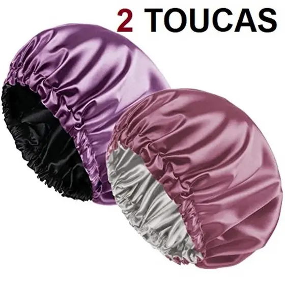 Kit 2 Toucas De Cetim Dupla Face - Touca Para Dormir