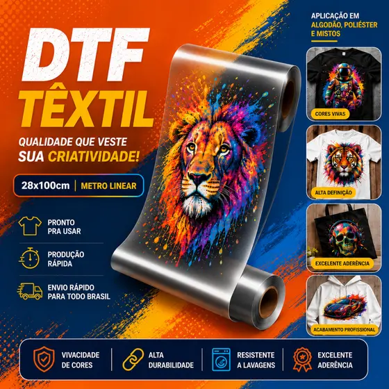 Impressão DTF Termocolante Têxtil Pronto para Aplicação  - Envie sua Arte