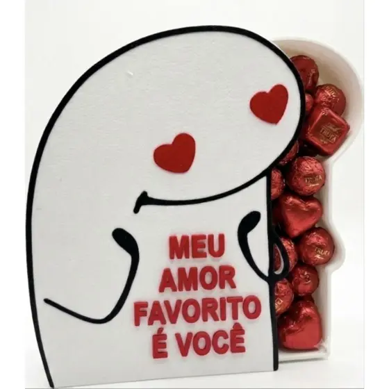 Caixa Presente Flork Dia dos Namorados 3D Vazia (Porta Bombom / Lembrancinha)
