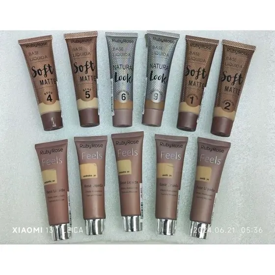 Base Liquida Matte Soft Ruby Rose Para Maquiagem Tom Bege e Chocolate Original Pronta Entrega