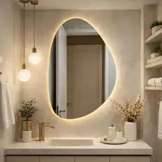 Espelho Orgânico Decorativo Parede Com Led ou Sem LED Lapidado Ideal para Banheiro Quarto Sala