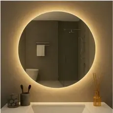 Espelho De Parede Redondo  De vidro  de Led e SEM Led 60 X 60 CM  Moderno Lapidado