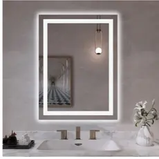 Espelho Quadrado Jateado 60x60 Touch LED Frio e Quente Decorativo Luxo