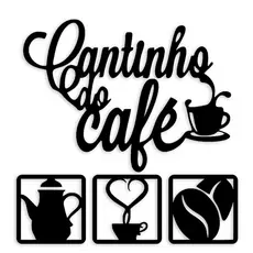 Kit Cantinho do Café 4 Peças 30cm Decoração Cozinha   Salão  Mdf 3mm