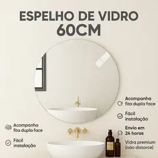 Espelho de vidro Redondo lapidado 60x60 Para sala Banheiro Escritorio