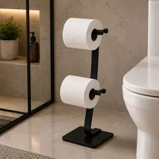 Suporte Banheiro Porta Papel Higiênico Aço De Chão 2 Rolos
