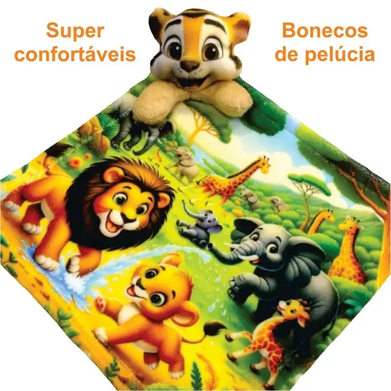 Naninha infantil turminha feliz com boneco pelúcia -ESTAMPAS EM ALTA DEFINIÇÃO. Super confortável