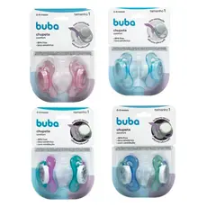 Kit Chupeta Buba 2 Unidades Comfort Chupeta Dupla Buba Bico de Silicone - Tamanho 1 (0 a 6 meses)
