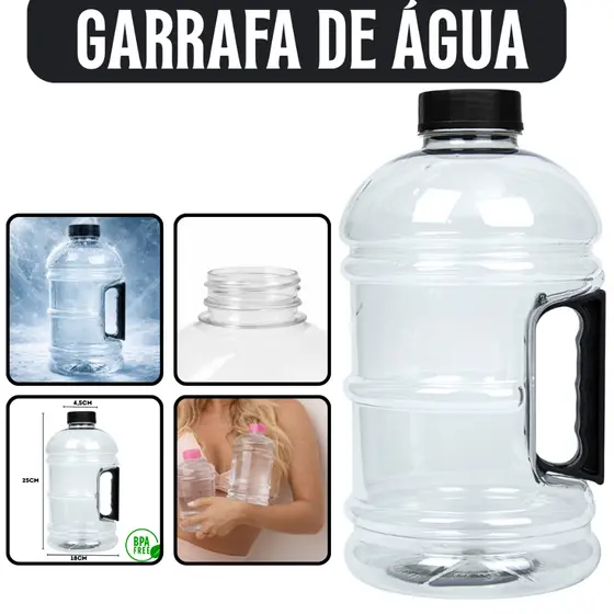 Garrafa de Água 1.8L com Alça 100% Anti-Vazamentos  Para Escola Academia Treinos Resistente Envio Imediato