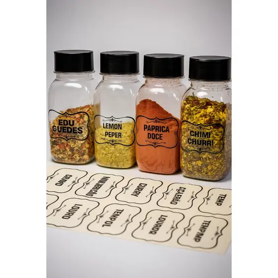 Kit Porta Tempero Pote Plástico 200ml Qualidade Altíssima Organização Tampa Dosadora dupla