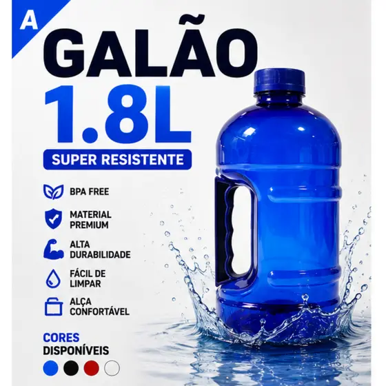 Garrafa de Água 1.8L com Alça para Geladeira 100% Anti-Vazamentos Resistente Envio Imediato Atóxico