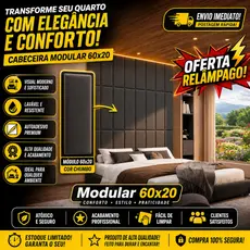 Kit Cabeceira Estofada Completa Adesiva em Modulos 60x20 para Cama de Solteiro Casal Queen King Box