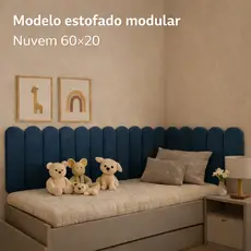 kit Cabeceira Estofada Adesiva em Modulos Nuvem 60x20 para Cama de Solteiro Casal Queen King Box