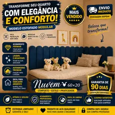 Kit Cabeceira Nuvem 60x20cm Autocolante | Modular Peças Cama Box Casal Queen King