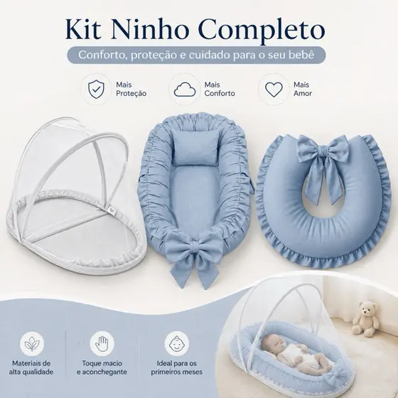 Ninho Redutor com Mosquiteiro + Almofada de Amamentação