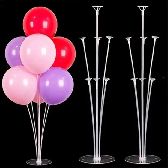 2 Suportes De Balões Base Para Bolas Com Varetas - Suporte Bexiga C/7 Haste 70cm