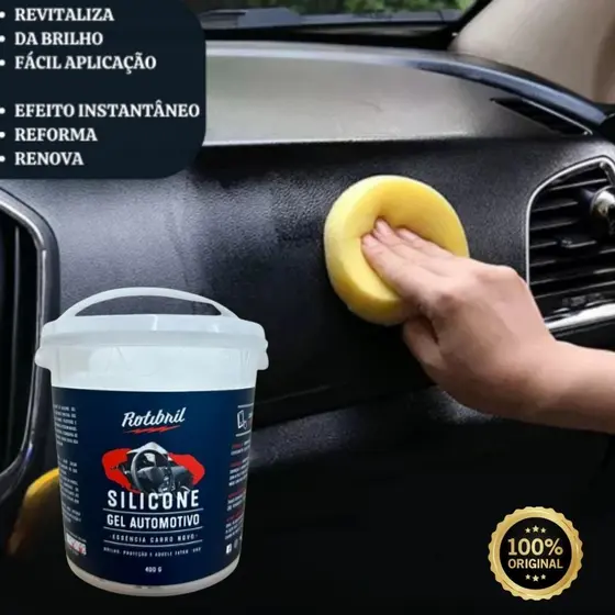 Silicone GEL Automotivo Perfumado 400g - Aroma Carro Novo Restaura e Protege Plásticos e Painéis
