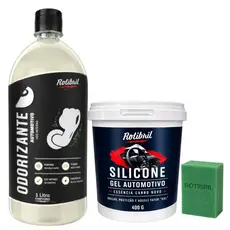 Aromatizante Carro Novo 1L + Silicone Gel 400g Restaura e Protege Plásticos e Borrachas