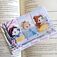 Marca páginas magnético - Princesas Disney - Branca de neve - Bela - Cinderela- Kit 3 unidades
