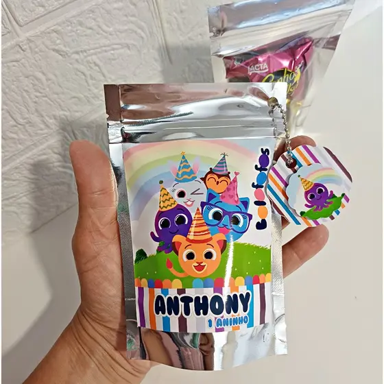 Saquinho Metalizado Ziplock  Bolofofos Personalizado /Lembrancinha de Festa /Aniversário