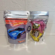 Saquinho Metalizado Ziplock Carro Hotweels Personalizado /Lembrancinha de Festa /Aniversário