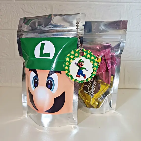 Saquinho Metalizado Ziplock Luigi Personalizado /Lembrancinha de Festa /Aniversário