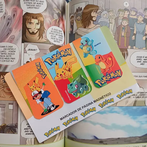 Marca páginas magnético Pokemon - Kit 3 unidades