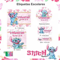 Etiquetas escolares Stitch, volta as aulas Stitch, Lilo e Stitch personalizados