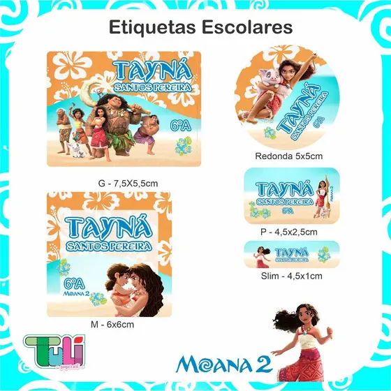 Etiquetas escolares princesas , Etiquetas princesa Moana, Bela e a Fera, Princesa e o Sapo, Princesas Aquarela, Encanto