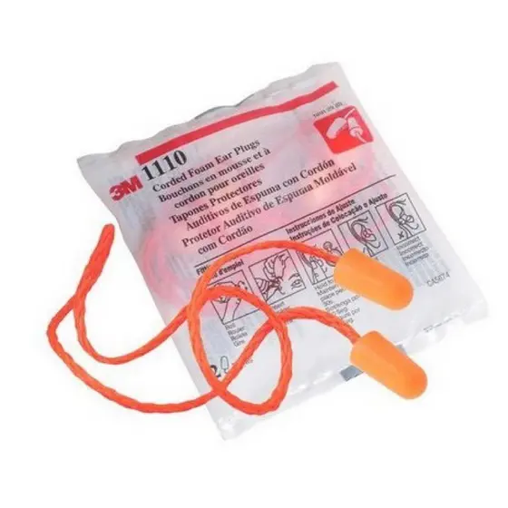 Kit 5 pares - Protetor Auricular 3M Espuma - Abafador Tampão Com Cordão Para Dormir
