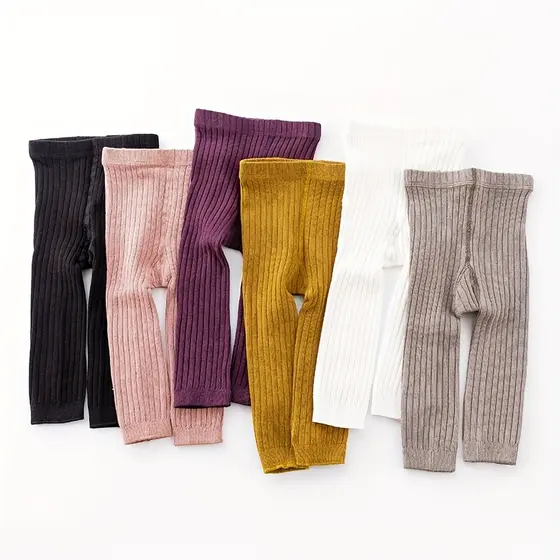 1 Peça Leggings Infantis De Malha Canelada De Algodão Elástico Grande PP Sem Pés Calças Macias E Confortáveis Para Bebês