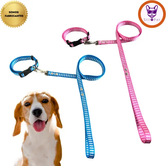 Coleira Para Cães ou Gatos pet raças pequenas pequeno porte com Guia