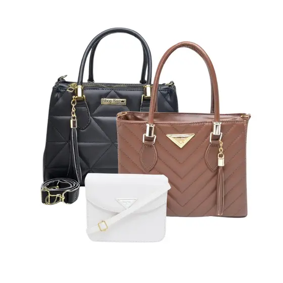 Kit 3 Bolsas Feminina Média e bolsa pequena Shopbag Transversal