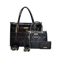 Kit 3 Bolsas Grande Pequena e Carteira Shopbag Dubai Alça Transversal