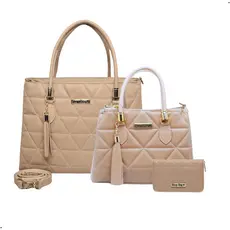 Kit 3 Bolsas Grande Pequena e Carteira Dubai Feminina Transversal Shopbag